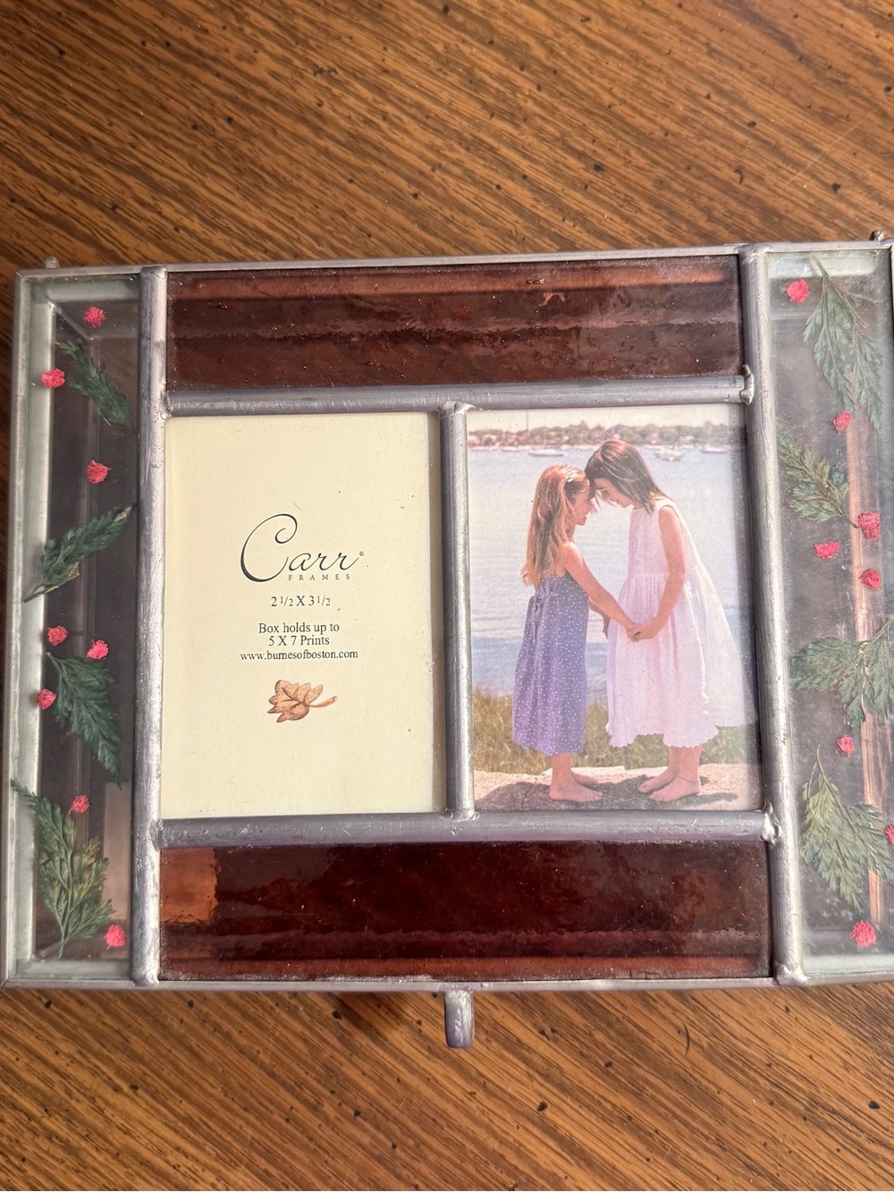 Leaded Glass Trinket Box and Double Photo Holder